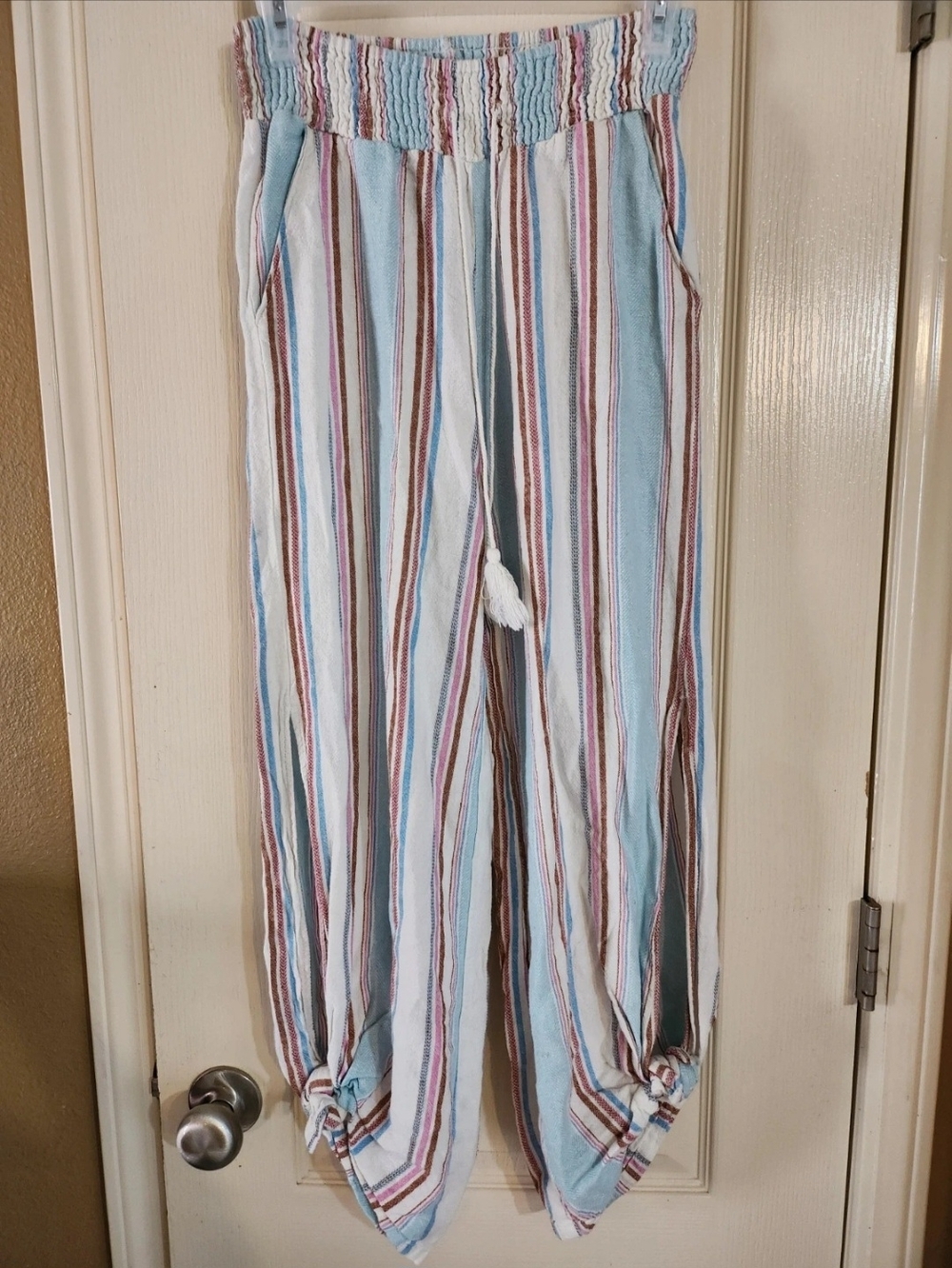 Vanilla Star Blue, Pink & Brown Striped Beach Pants